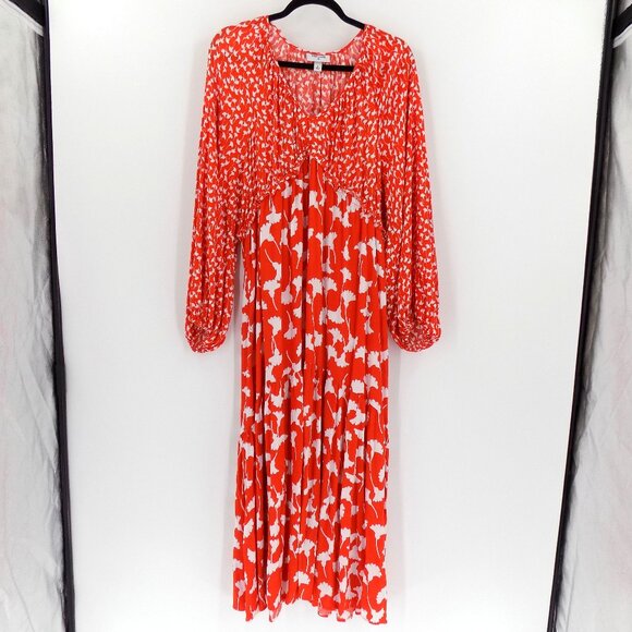 Diane Von Furstenberg Gingko Cherry Tomato Maxi Dress Size XL DVF for Target - Picture 1 of 4